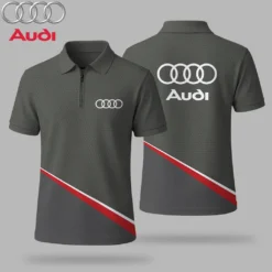 Premium  Men's Zip Polo Shirt AUDI-TZPO-LMT90105125
