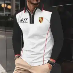 Premium  Men's Long Sleeve Polo PORSCHE-YVWYB-PSR91401855