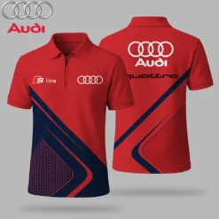 Premium  Men's Zip Polo Shirt AUDI-TZPO-LMT90105106