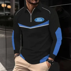 Premium  Men's Long Sleeve Polo FORD-HGWY-14151525