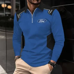 Premium  Men's Long Sleeve Polo FORD-HGWY-14151527