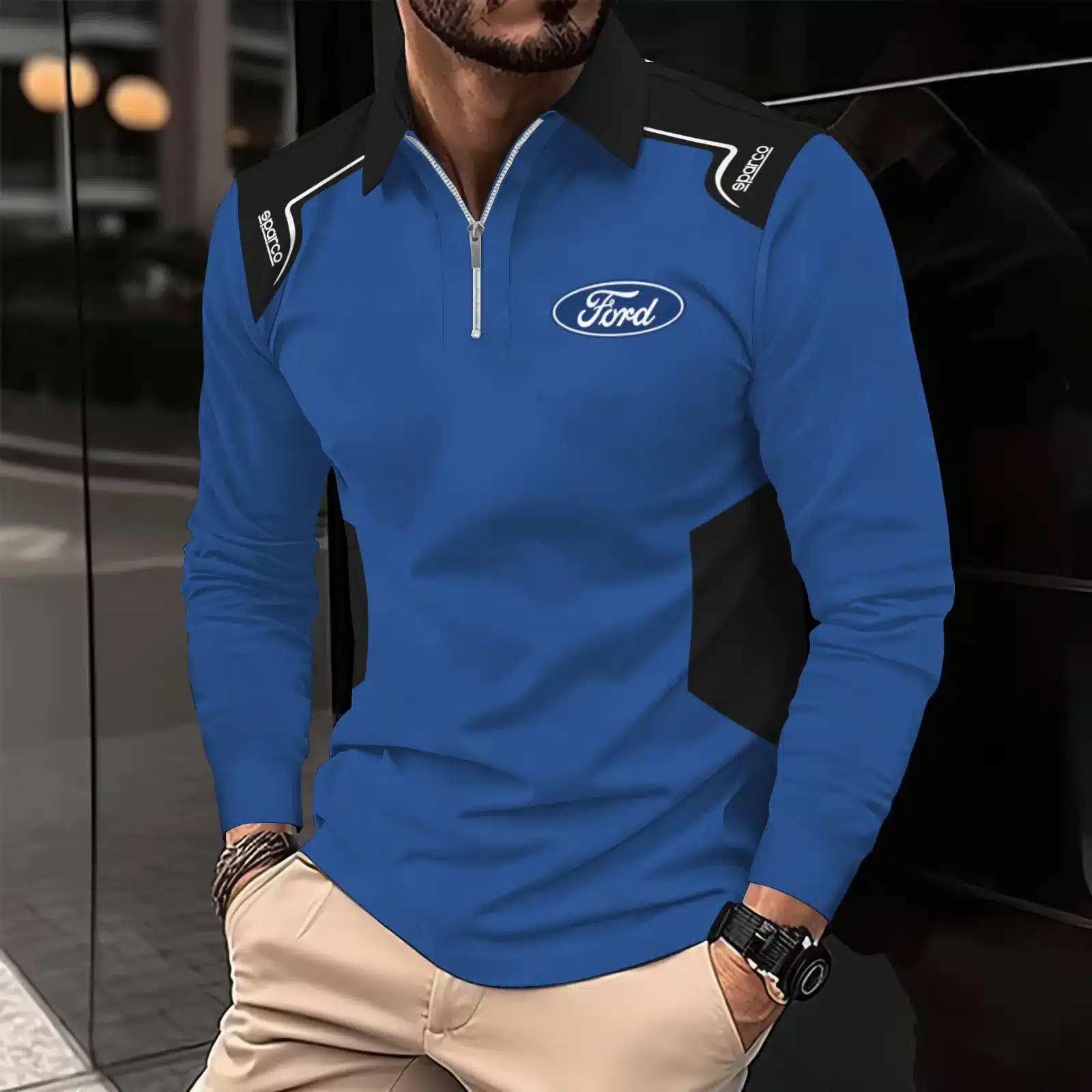 Premium Men's Long Sleeve Polo FORD-HGWY-14151527