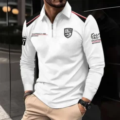 Premium  Men's Long Sleeve Polo PORSCHE-YVWYB-PSR91401871