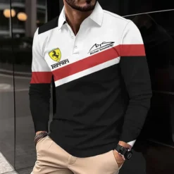 Premium  Men's Long Sleeve Polo FERRARI-YVWYB-FRR11102018