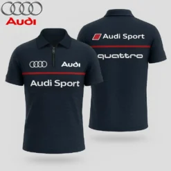 Premium  Men's Zip Polo Shirt AUDI-TZPO-LMT90105109