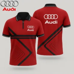 Premium  Men's Zip Polo Shirt AUDI-TZPO-LMT90105108