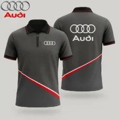 Premium  Men's Zip Polo Shirt AUDI-TZPO-LMT90105107