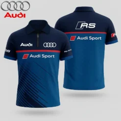 Premium  Men's Zip Polo Shirt AUDI-TZPO-LMT90105105