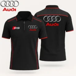 Premium  Men's Zip Polo Shirt AUDI-TZPO-LMT90105101