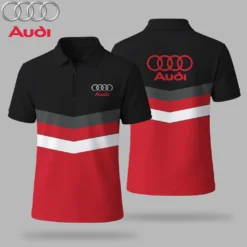 Premium  Men's Zip Polo Shirt AUDI-TZPO-LMT90105139