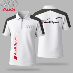 Premium  Men's Zip Polo Shirt AUDI-TZPO-LMT90105145
