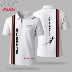 Premium  Men's Zip Polo Shirt AUDI-TZPO-LMT90105151