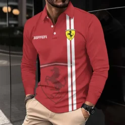 Premium  Men's Long Sleeve Polo FERRARI-YVWYB-FRR11102017