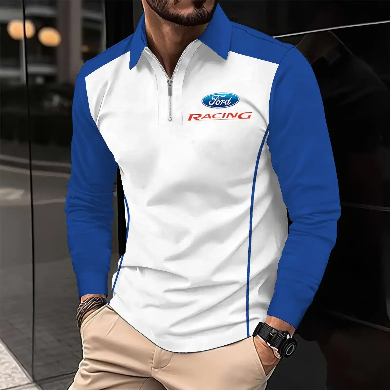 Premium Men's Long Sleeve Polo FORD-HGWY-14151501