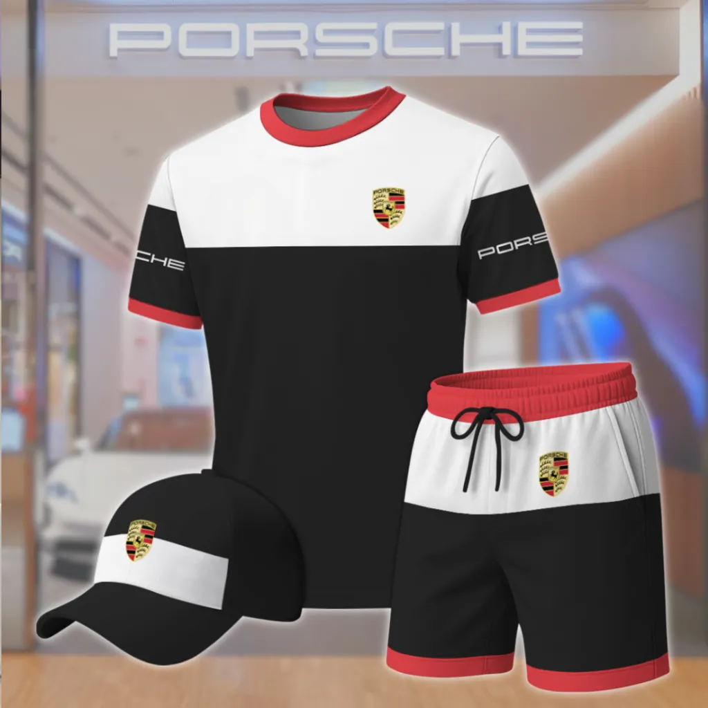 Premium Men’s T-shirt Set PORSCHE-TX+STK+CAP-02801797