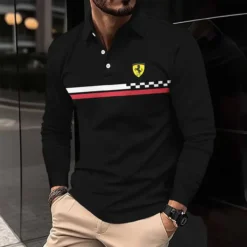 Premium  Men's Long Sleeve Polo FERRARI-YVWYB-FRR11102016