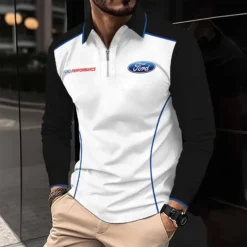 Premium  Men's Long Sleeve Polo FORD-HGWY-14151505