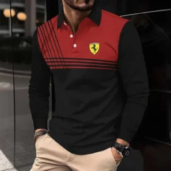 Premium  Men's Long Sleeve Polo FERRARI-YVWYB-FRR11102015