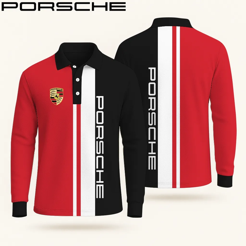 Premium Men's Long Sleeve Polo PORSCHE-YVWYB-PSR91401871