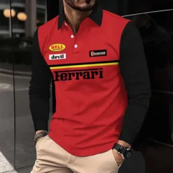 Premium  Men's Long Sleeve Polo FERRARI-YVWYB-FRR11102014