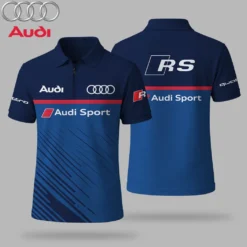 Premium  Men's Zip Polo Shirt AUDI-TZPO-LMT90105105