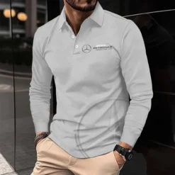 Premium  Men's Long Sleeve Polo MERCEDES-YVWYB-0147151