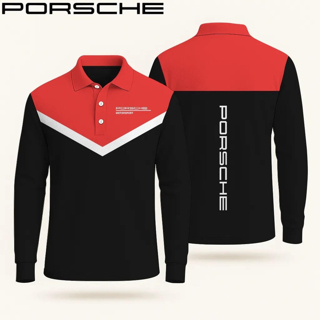 Premium Men's Long Sleeve Polo PORSCHE-YVWYB-PSR91401870