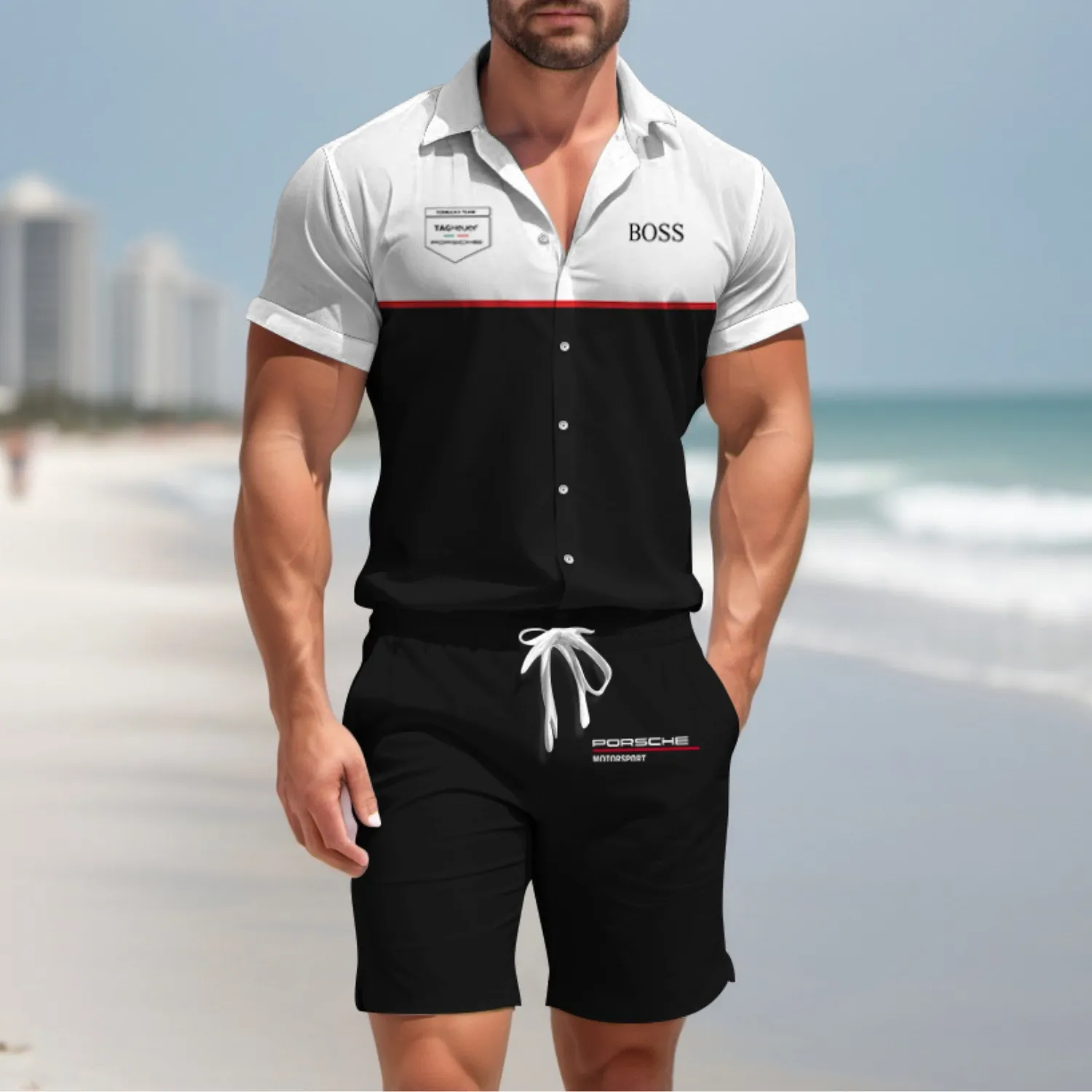 Premium Men's Hawaii Shirt & Short PORSCHE-CY+STK-HS01928845