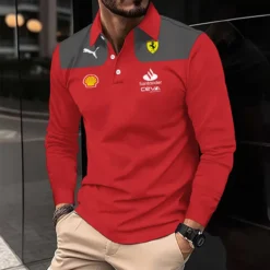 Premium  Men's Long Sleeve Polo FERRARI-YVWYB-FRR11102013
