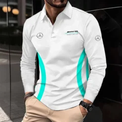 Premium  Men's Long Sleeve Polo MERCEDES-YVWYB-0147153