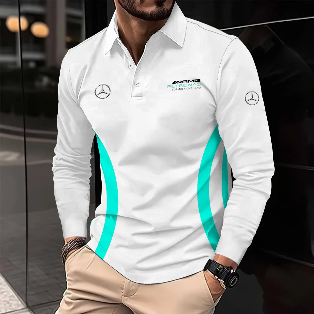 Premium Men's Long Sleeve Polo MERCEDES-YVWYB-0147153