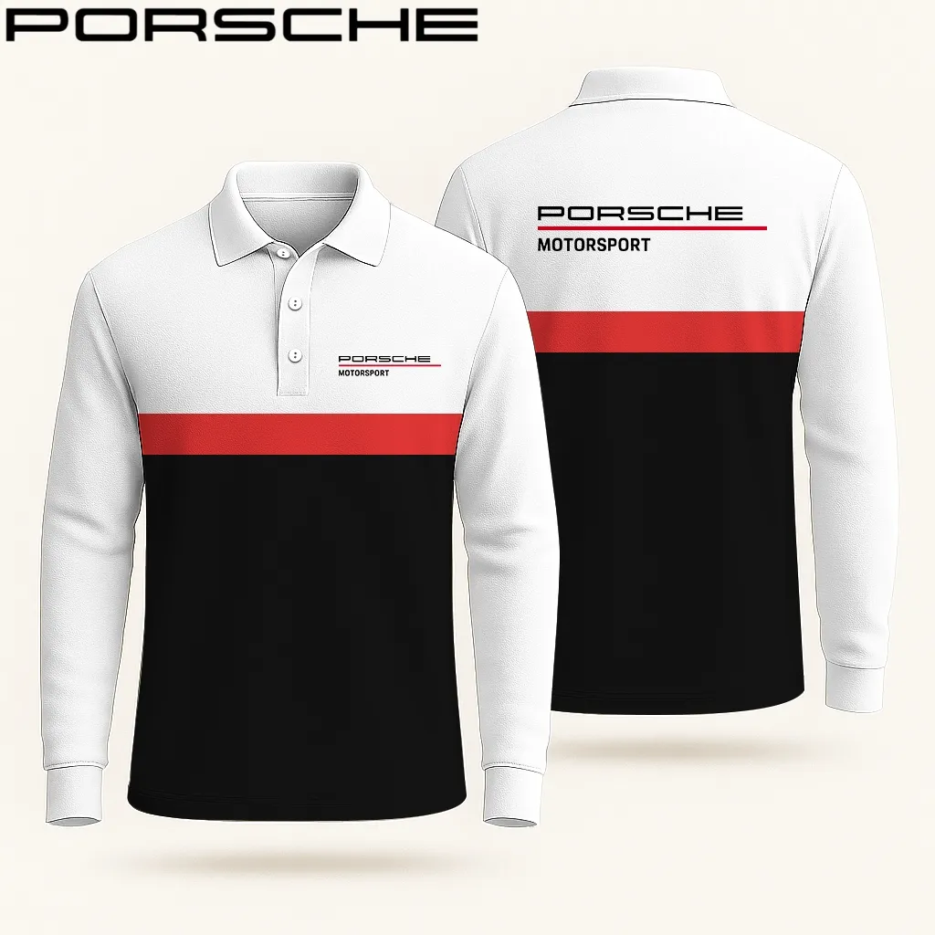 Premium Men's Long Sleeve Polo PORSCHE-YVWYB-PSR91401869