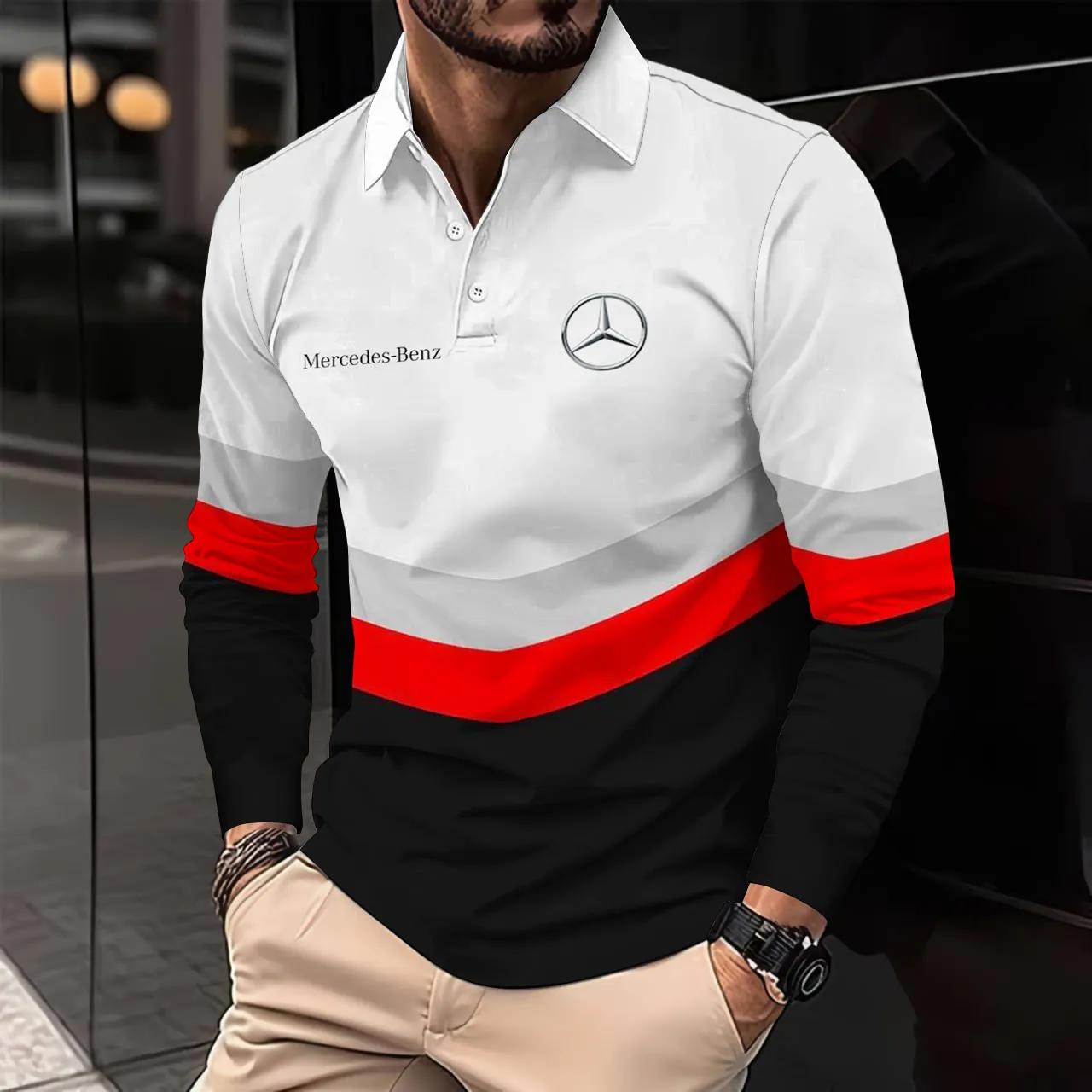 Premium Men's Long Sleeve Polo MERCEDES-YVWYB-0147156