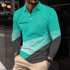 Premium  Men's Long Sleeve Polo MERCEDES-YVWYB-0147158