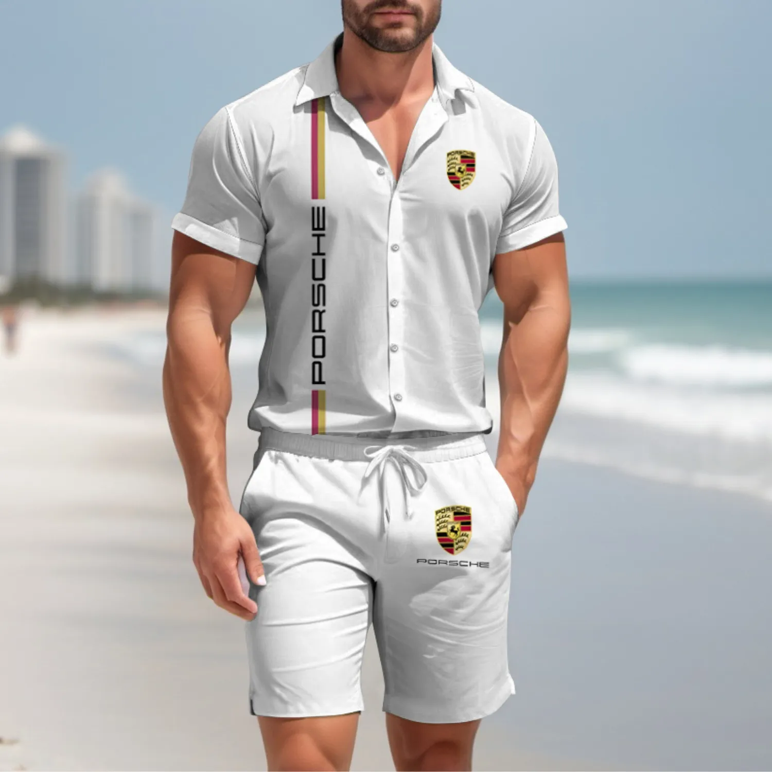Premium Men's Hawaii Shirt & Short PORSCHE-CY+STK-HS01928849