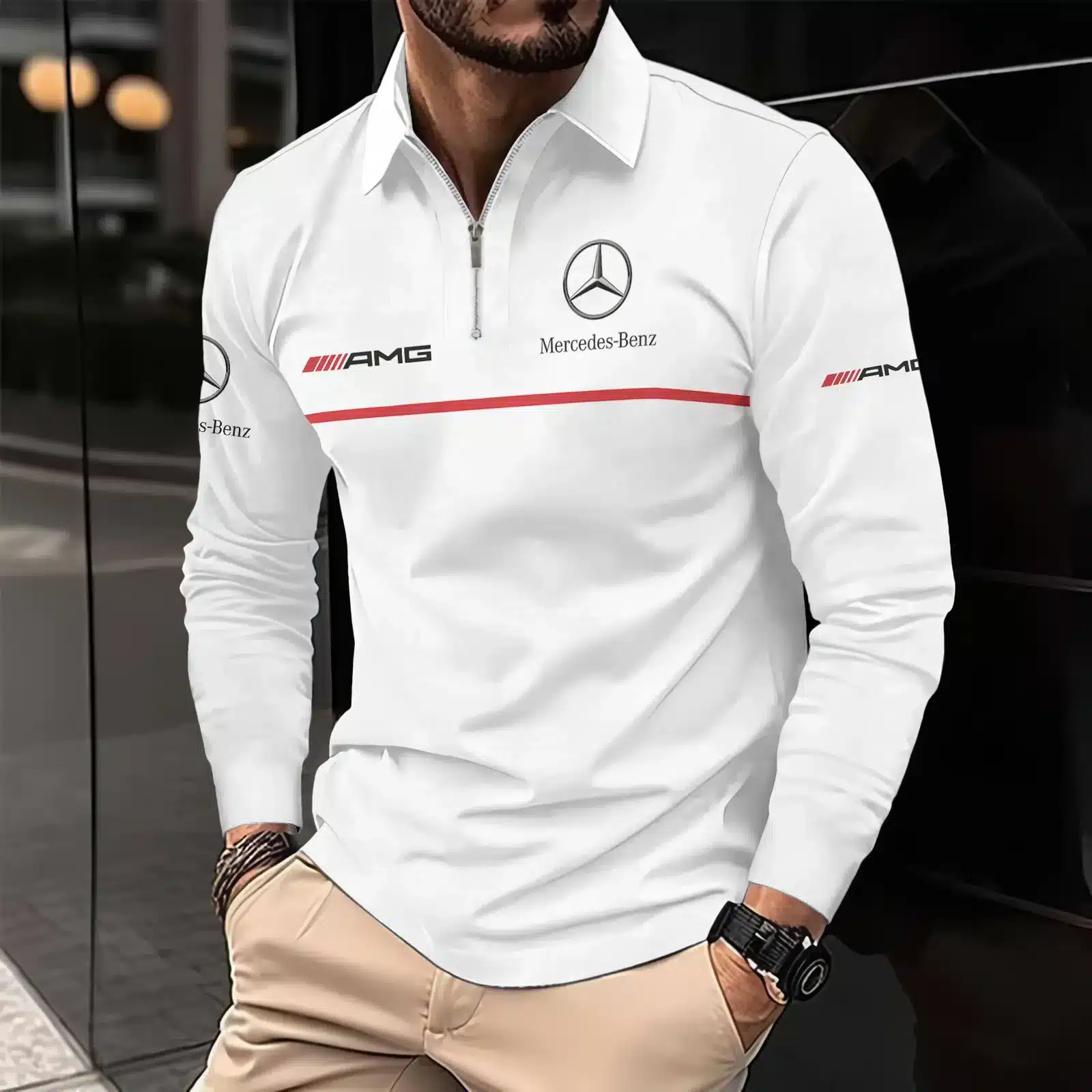 Premium Men's Long Sleeve Polo MERCEDES-HGWY-014381902 - Image 2