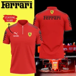 Premium  Customized Men's Zip Polo Shirt FERRARI-TZPO-0075748