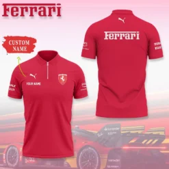Premium  Customized Men's Zip Polo Shirt FERRARI-TZPO-0075757