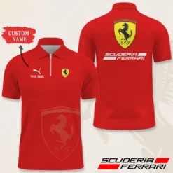 Premium  Customized Men's Zip Polo Shirt FERRARI-TZPO-0075759