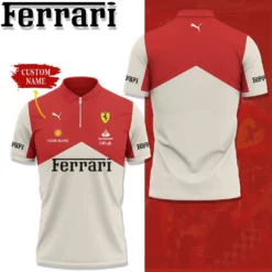 Premium  Customized Men's Zip Polo Shirt FERRARI-TZPO-0075760