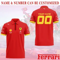 Premium  Customized Men's Zip Polo Shirt FERRARI-TZPO-0075763