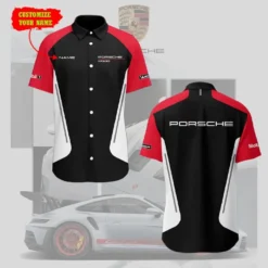 Premium  Customized Men's Short Button Shirt PORSCHE-SP-BTS018589