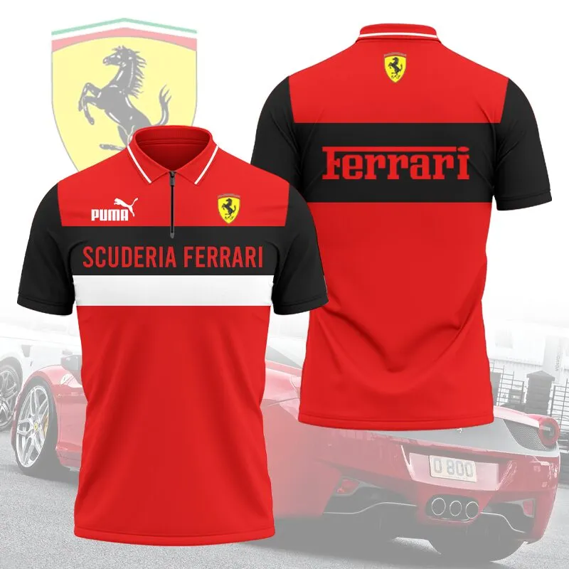 Premium Men's Zip Polo Shirt FERRARI-TZPO-0075770