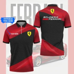 Premium  Customized Men's Zip Polo Shirt FERRARI-TZPO-0075767