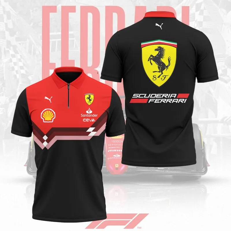 Premium Men's Zip Polo Shirt FERRARI-TZPO-0075769