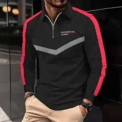 Premium  Men's Long Sleeve Polo PORSCHE-YVWYB-PSR91401859