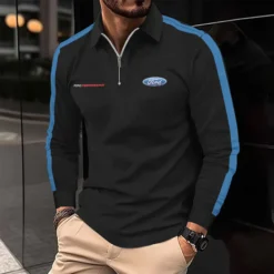 Premium  Men's Long Sleeve Polo FORD-HGWY-14151531