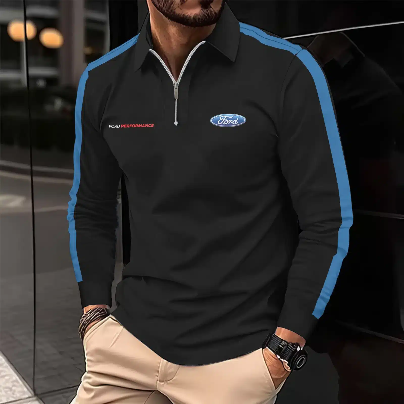 Premium Men's Long Sleeve Polo FORD-HGWY-14151531