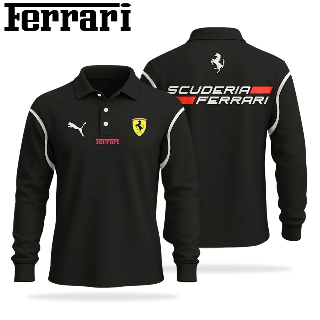 Premium Men's Long Sleeve Polo FERRARI-YVWYB-FRR11102003 - Image 2