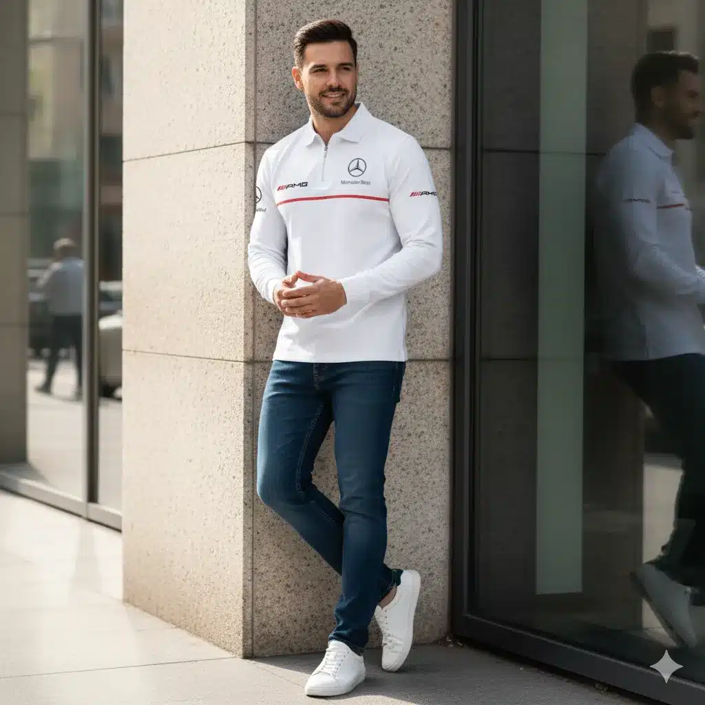 Premium Men's Long Sleeve Polo MERCEDES-HGWY-014381902 - Image 5